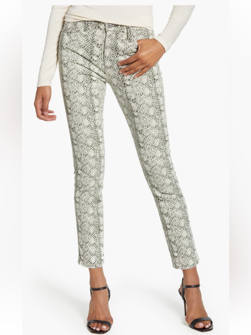 AG Mari High Waist Slim Straight Leg Jeans python snake print size 29 NWT